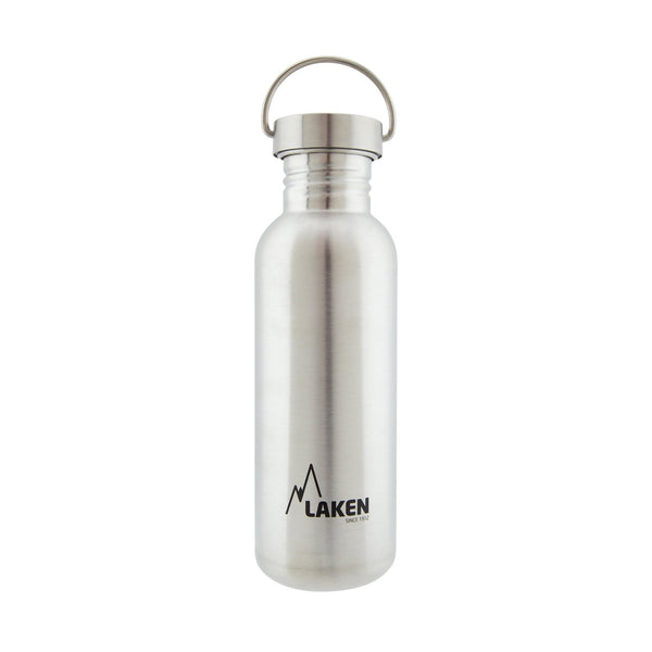 LAKEN Basic Steel Vintage - Botella de Agua 0.75L en Acero Inoxidable con Asa. Plata
