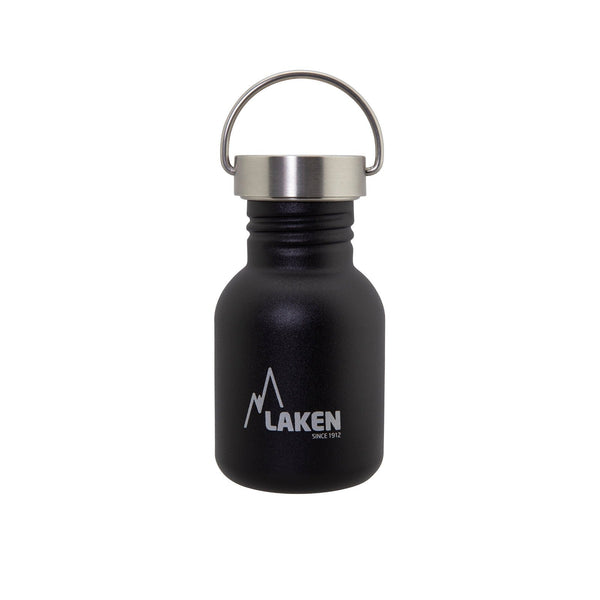 LAKEN Basic Steel Vintage - Botella de Agua 0.35L en Acero Inoxidable. Negro