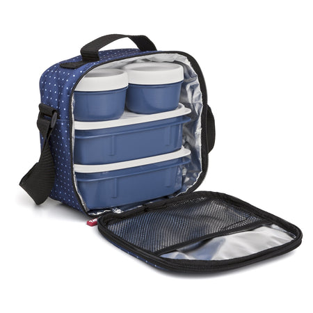 TATAY Urban Food Casual - Bolsa Térmica Porta Alimentos 3L con Recipientes, Dots Azul