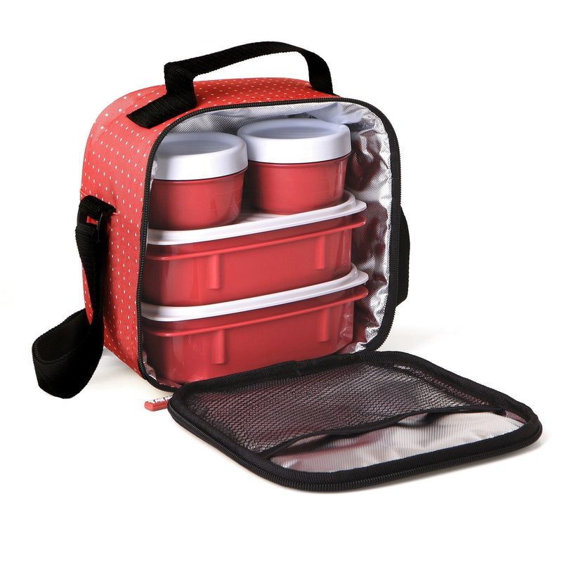 TATAY Urban Food Casual - Bolsa Térmica Porta Alimentos 3L con Recipientes, Dots Red