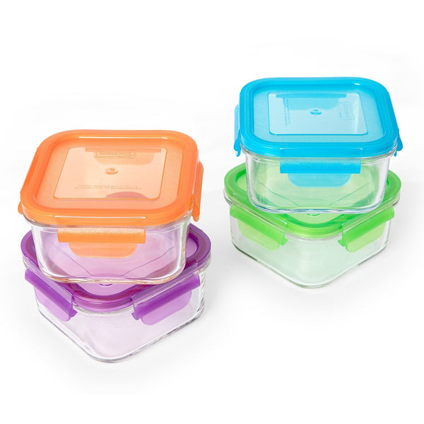Pack 4 Recipientes Herméticos Glasslock Classic Microondas 490ml. 4 Colores