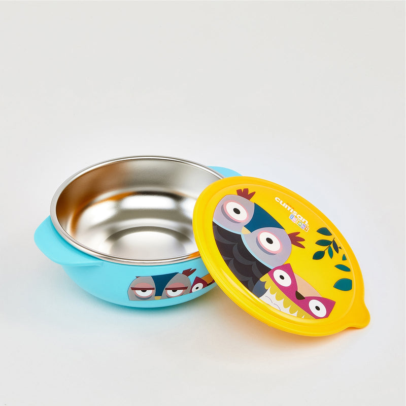 Cuitisan Baby - Recipiente Bowl Infantil en Acero Inoxidable con Tapa. Apto Microondas, 0.4L