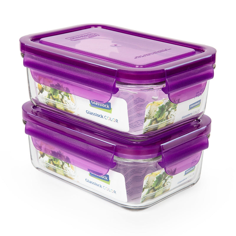 Pack 2 Recipientes Herméticos Glasslock Classic Microondas 715 ml. Morado