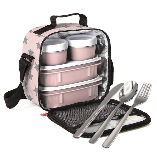 TATAY Kit Bolsa Térmica Porta Alimentos Urban Food y Cubiertos Niquel-Free, Stars