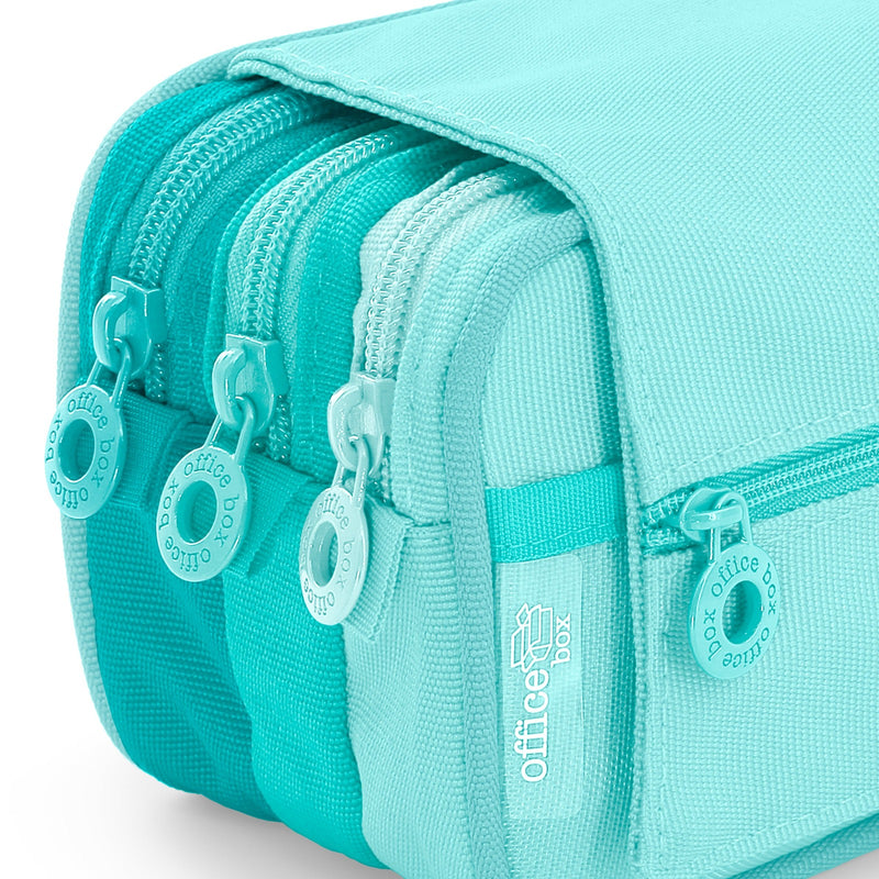 Estuche Portatodo Triple de Tres Cremalleras para Material Escolar o Neceser. Blush Pastel
