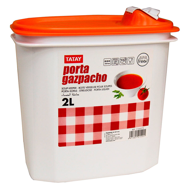 TATAY - Lote de 2 Porta Gazpachos de 2L en Plástico PP05 con Vertedor. Blancos
