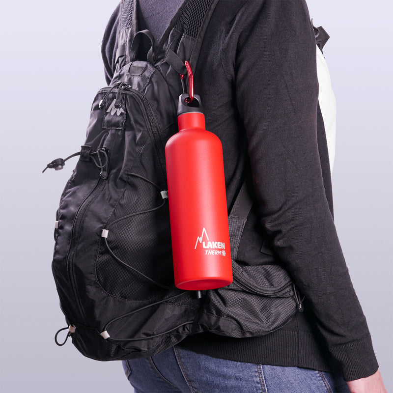 LAKEN Futura - Botella Térmica de Boca Estrecha 0.75L en Acero Inoxidable. Rojo