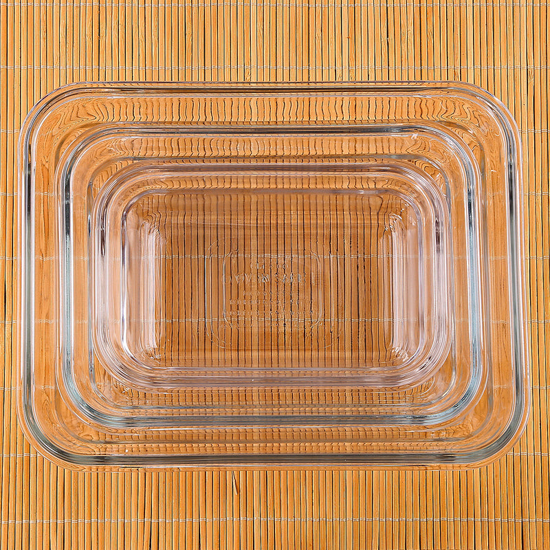 Glasslock GL-529 - Set de 3 Recipientes Rectangulares Vidrio Templado Oven Safe