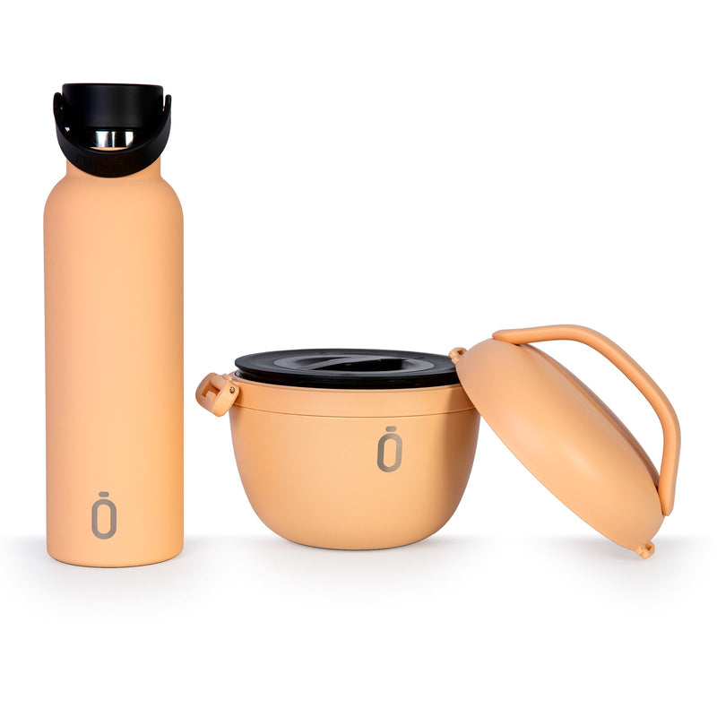 RUNBOTT Lunch Plus - Kit Termo Porta Alimentos y Botella Térmica Sport. Melocotón