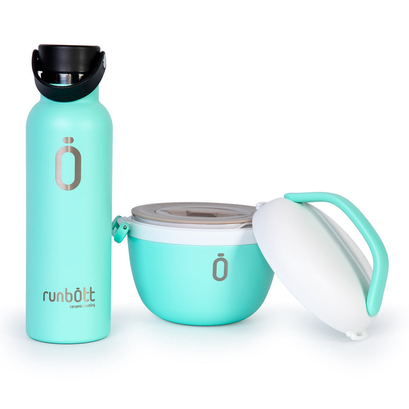 RUNBOTT Lunch Plus - Kit Termo Porta Alimentos y Botella Térmica Sport. Menta