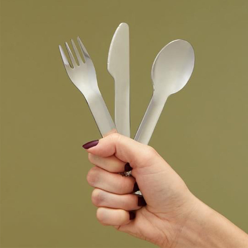 ZOKU - Kit de Cubiertos Reutilizables en Acero Inoxidable con Estuche, Gris