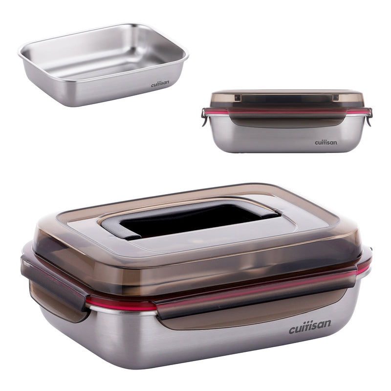 Cuitisan Flora Handy - Recipiente Hermético 1.9L en Acero Inoxidable. Apto Microondas