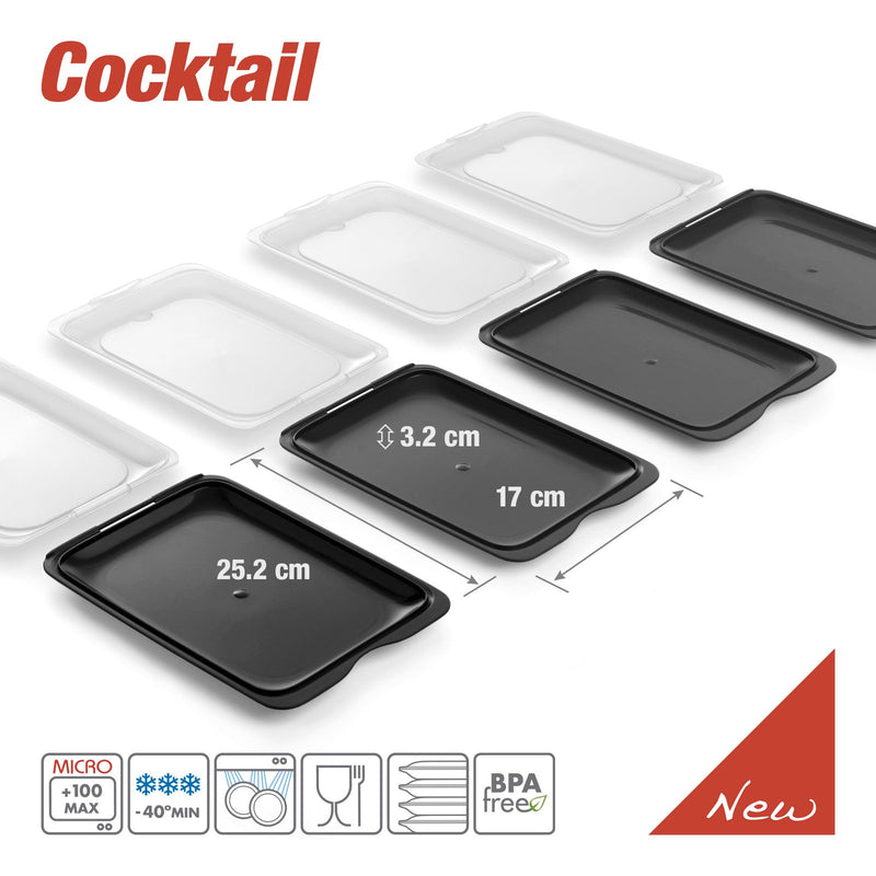 Tatay 1181627 - Set de 3 Recipientes Portafrutas Cocktail Sistema FRESH Negro