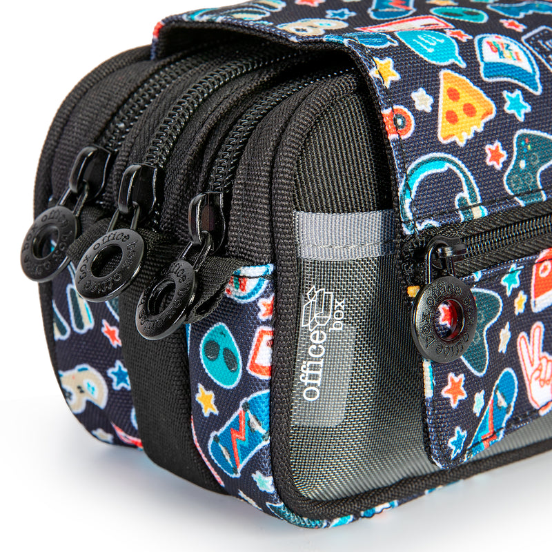 Estuche Portatodo Triple de Tres Cremalleras para Material Escolar o Neceser. Boys T2