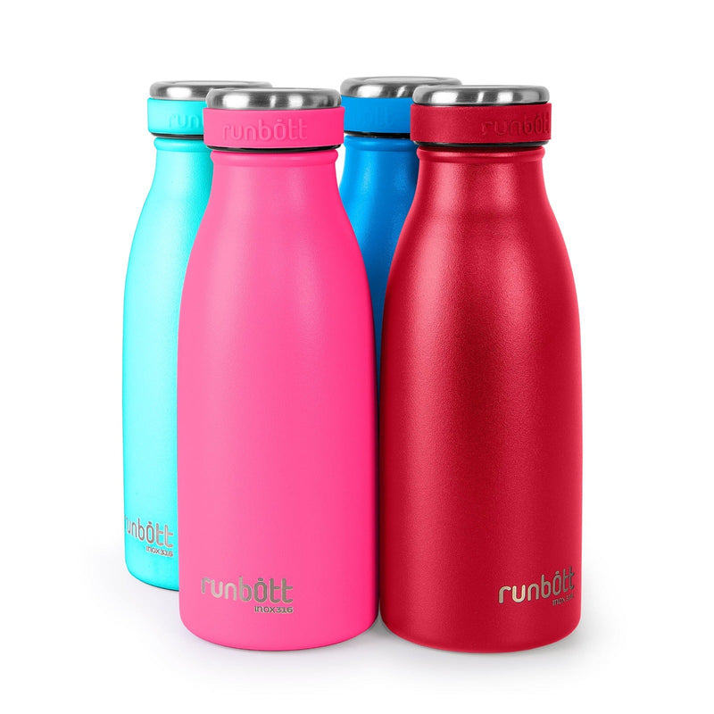 Runbott City - Botella Térmica de 0.35L en Acero Inoxidable 316 y Silicona. Rojo