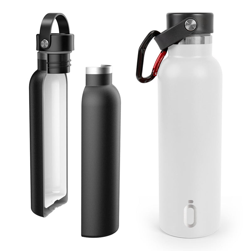 Runbott Sport - Botella Térmica de 0.6L con Doble Pared de Acero y Capa Cerámica. Blanco