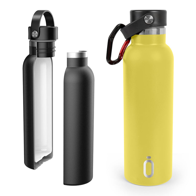 Runbott Sport - Botella Térmica de 0.6L con Doble Pared de Acero y Capa Cerámica. Limón