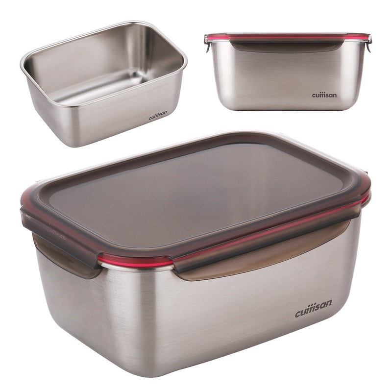 Cuitisan Flora - Recipiente Hermético 3.6L en Acero Inoxidable. Apto Microondas
