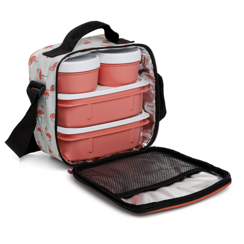 TATAY Kit Bolsa Térmica Porta Alimentos Urban Food y Cubiertos Niquel-Free, Flamingo