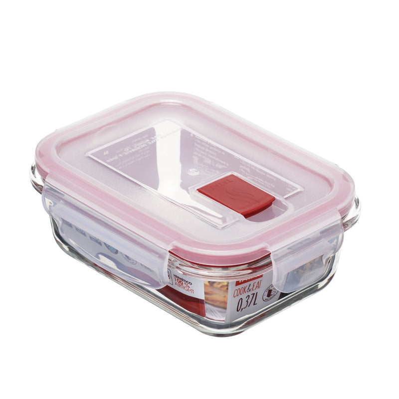 TATAY Cook & Eat - Recipiente Hermético Rectangular de 0.37L en Vidrio Apto Horno