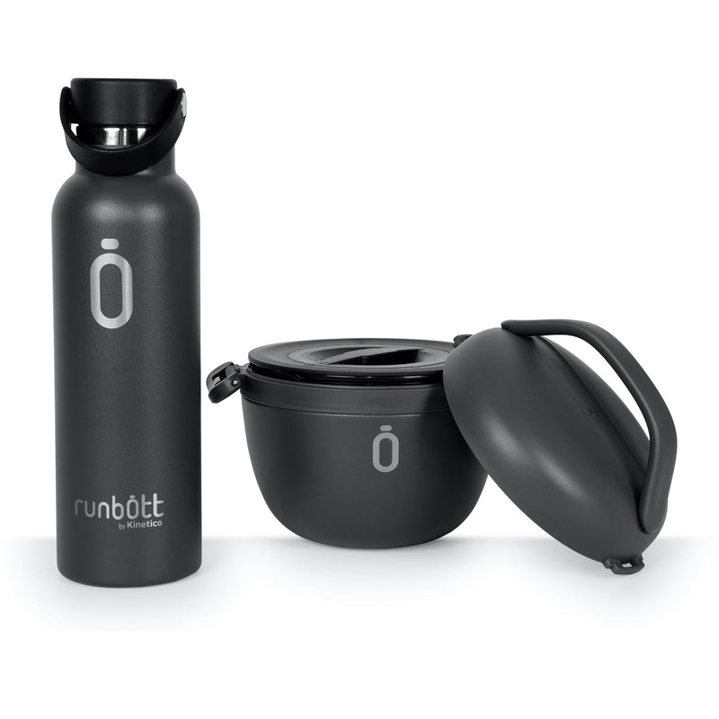RUNBOTT Lunch Plus - Kit Termo Porta Alimentos y Botella Térmica Sport. Antracita