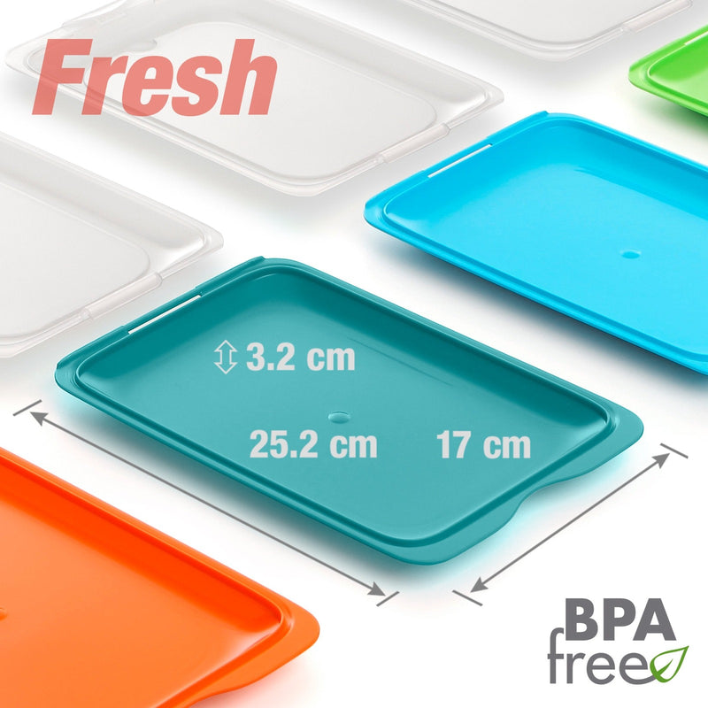 TATAY - Lote de 4 Recipientes Porta Embutidos con Sistema FRESH, Turquesa