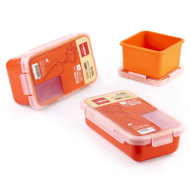 VALIRA Nomad Petit - Recipiente Cuadrado 0.4L en Plástico Cerámico PBT. Naranja