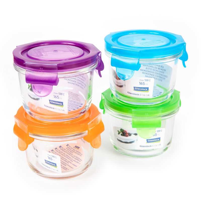 Pack 4 Recipientes Herméticos Glasslock Classic Microondas 165ml. 4 Colores