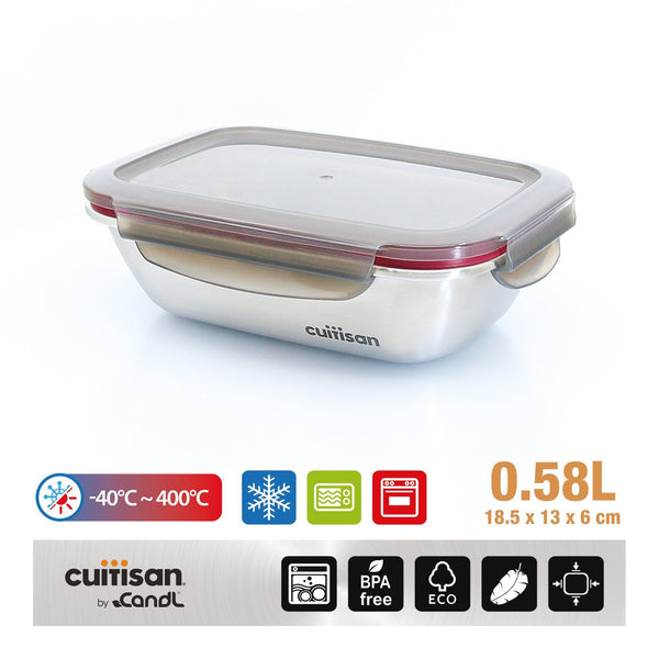 Recipiente Hermético Cuitisan Stenlock Flora Microondas Acero Inoxidable 0.58L