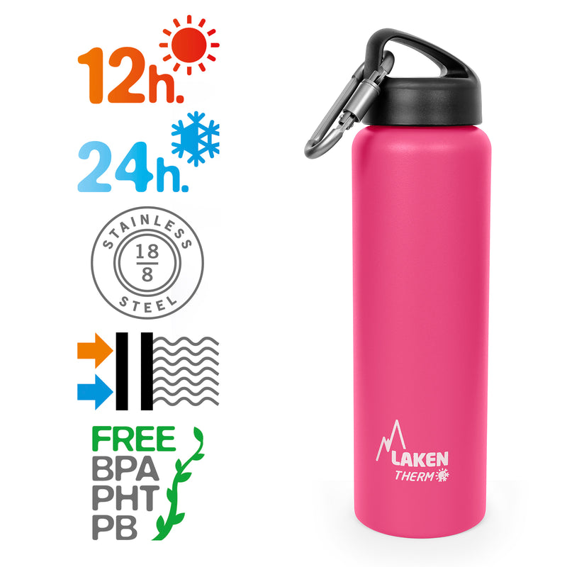 LAKEN Classic - Botella Térmica de Boca Ancha 1L en Acero Inoxidable. Fucsia