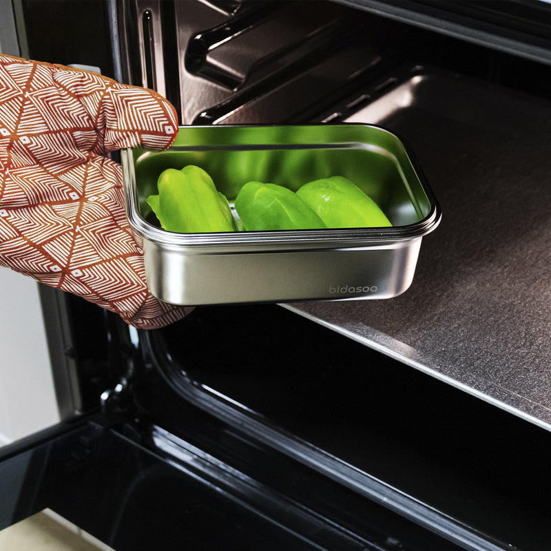 BIDASOA Mi Planeta - Recipiente Rectangular 1.2L Acero Inoxidable. Apto Horno