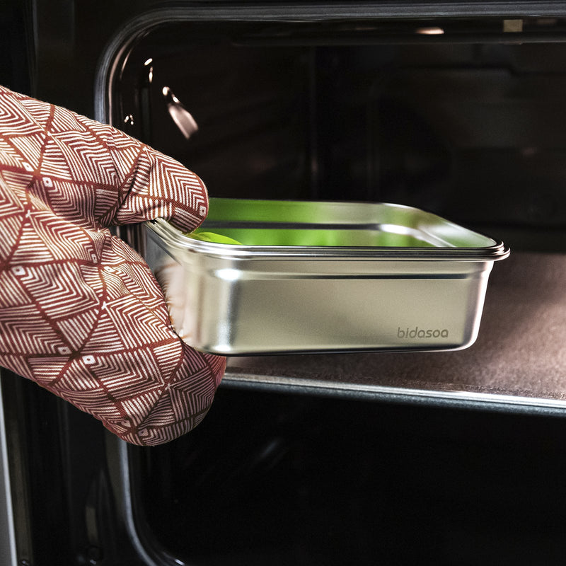 BIDASOA Mi Planeta - Recipiente Rectangular 1L Acero Inoxidable. Apto Horno