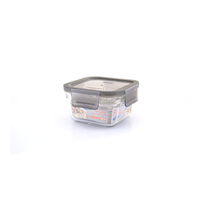 Glasslock Oven Smart - Recipiente Cuadrado en Vidrio Templado, Apto Horno, 440 ml