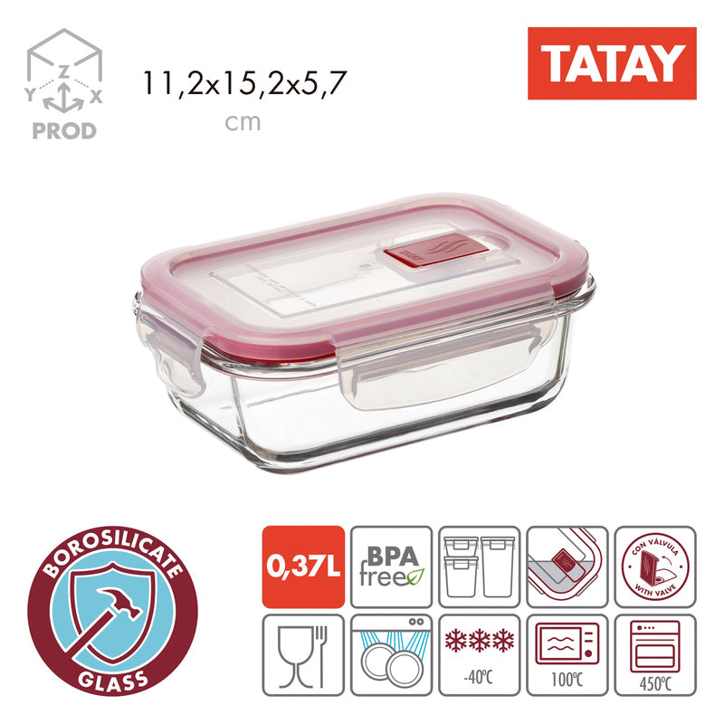 TATAY Cook & Eat - Lote de 2 Recipientes Herméticos Vidrio Apto Horno y Microondas