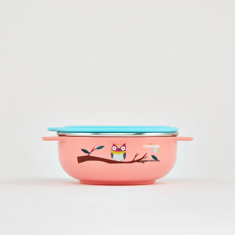 Cuitisan Baby - Recipiente Bowl Infantil en Acero Inoxidable con Tapa. Apto Microondas, 0.4L