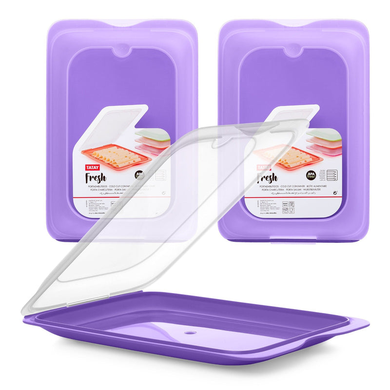 TATAY - Lote de 4 Recipientes Porta Embutidos con Sistema FRESH, Ciruela