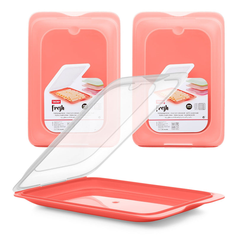 TATAY - Lote de 4 Recipientes Porta Embutidos con Sistema FRESH, Coral