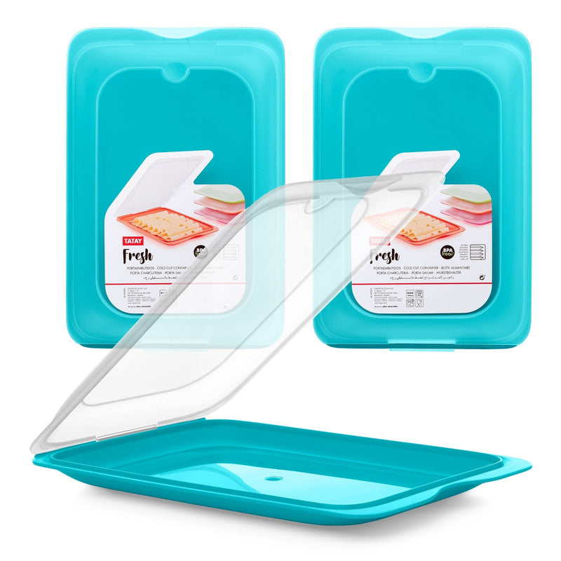 TATAY - Lote de 4 Recipientes Porta Embutidos con Sistema FRESH, Turquesa