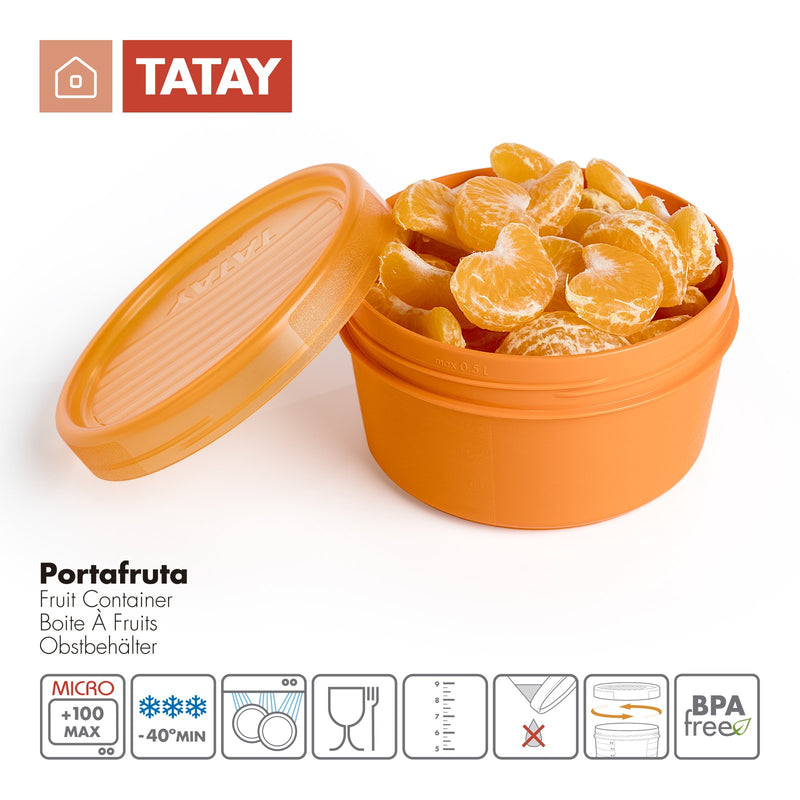 TATAY - Lote de 3 Recipientes Porta Fruta de 0.5L en Colores Surtidos