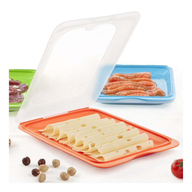 TATAY - Lote de 4 Recipientes Porta Embutidos con Sistema FRESH, Coral