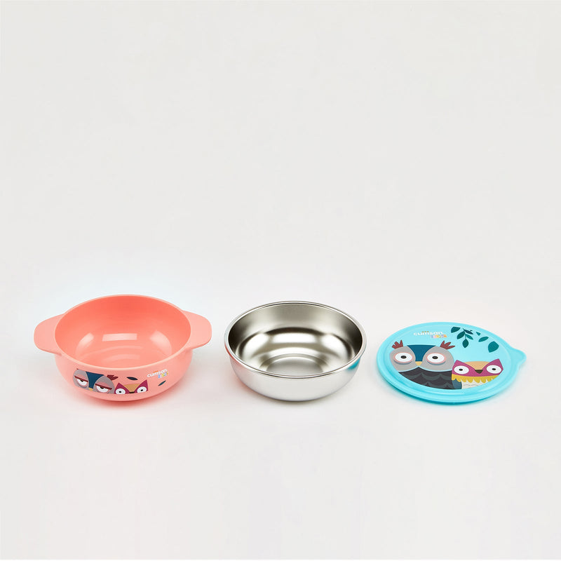 Cuitisan Baby - Recipiente Bowl Infantil en Acero Inoxidable con Tapa. Apto Microondas, 0.4L