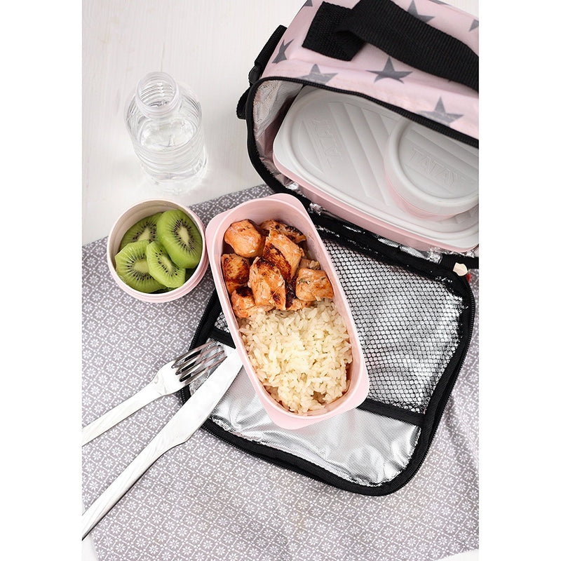 TATAY Kit Bolsa Térmica Porta Alimentos Urban Food y Cubiertos Niquel-Free, Stars