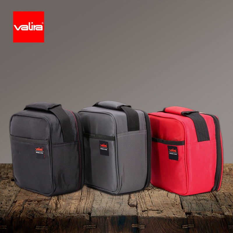 VALIRA Nomad Soft - Bolsa Térmica Porta Alimentos Flexible. Incluye Recipientes Vidrio de 715 ml, Negro