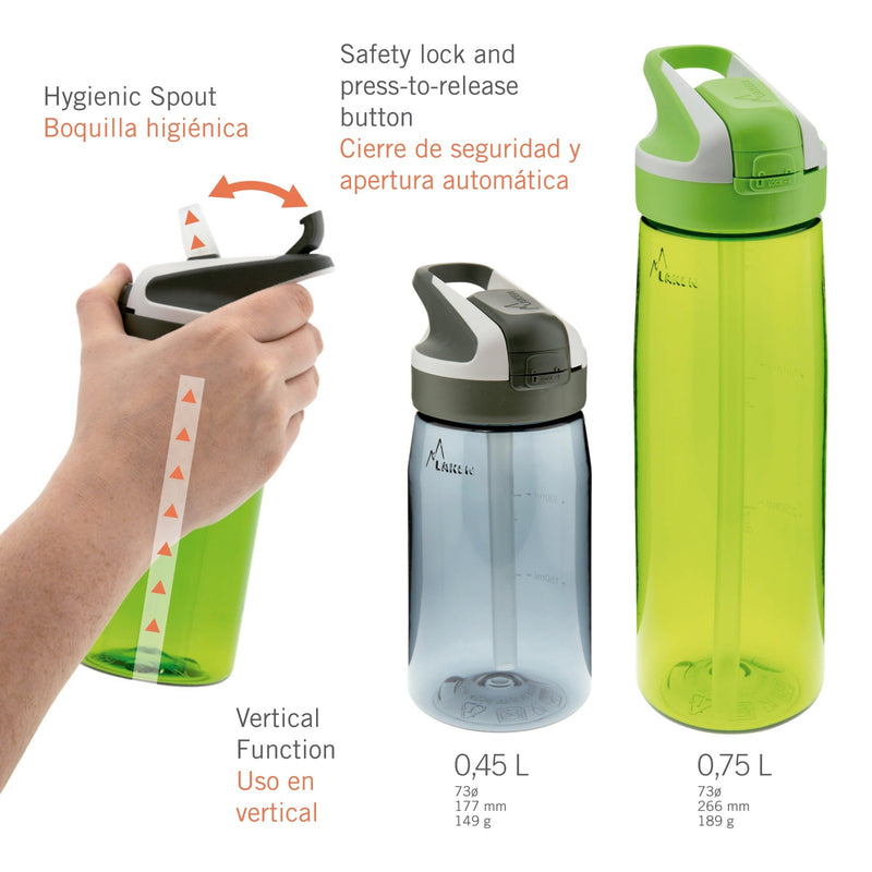 LAKEN Summit - Botella de Agua Infantil 0.45L en Tritán. Modelo Space Robot