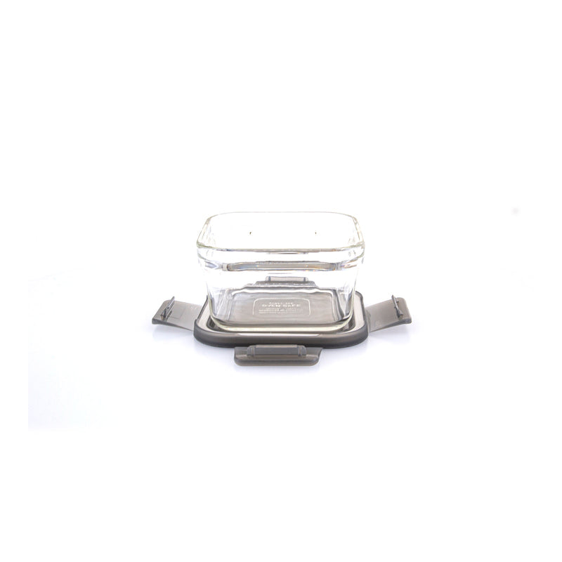 Glasslock Oven Smart - Recipiente Cuadrado en Vidrio Templado, Apto Horno, 440 ml