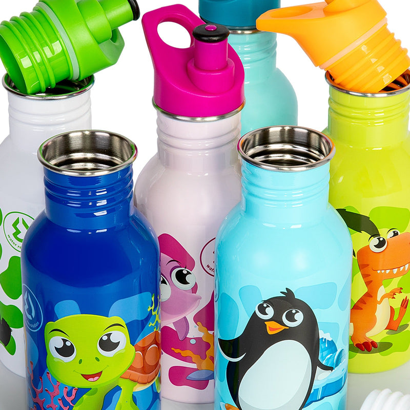 Water Revolution - Botella Infantil de Acero Inoxidable 500 ml. Sport Kids Penguin