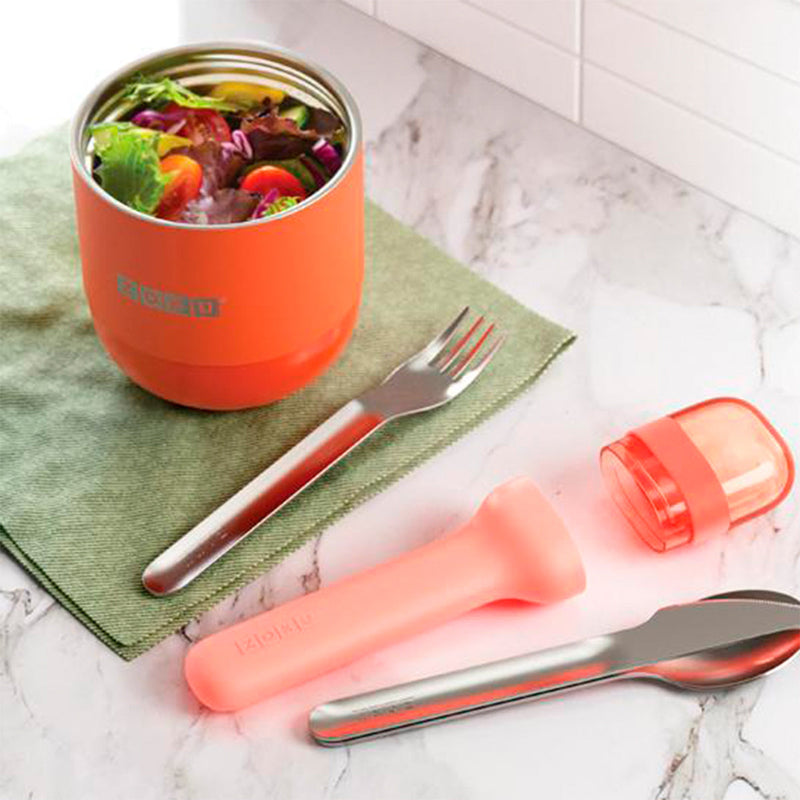 ZOKU - Kit de Cubiertos Reutilizables en Acero Inoxidable con Estuche. Rosa