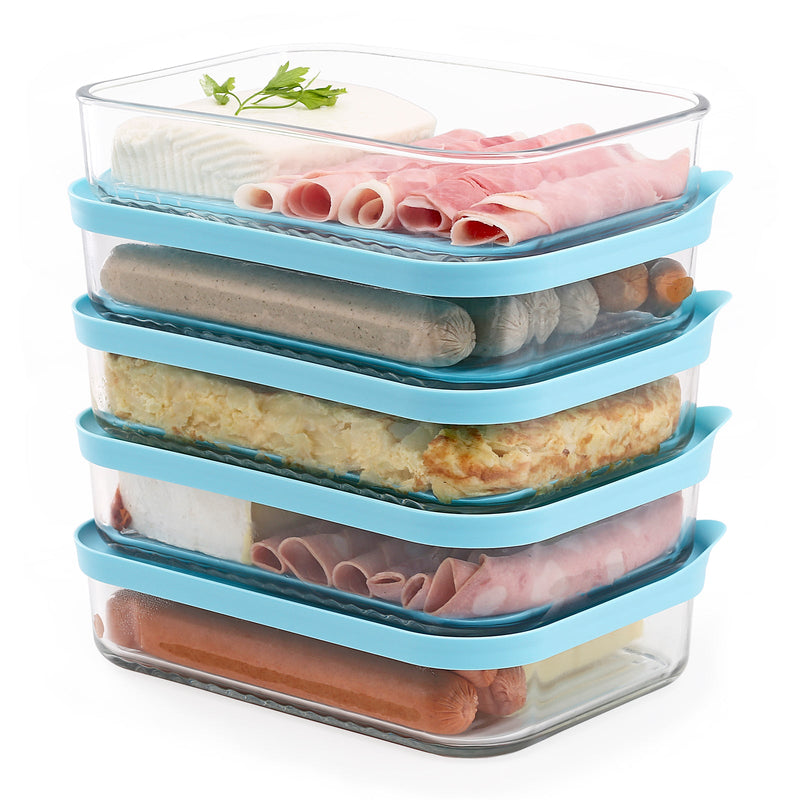 Glasslock Cheese - Recipiente Rectangular en Vidrio para Quesos y Embutidos, 1050 ml