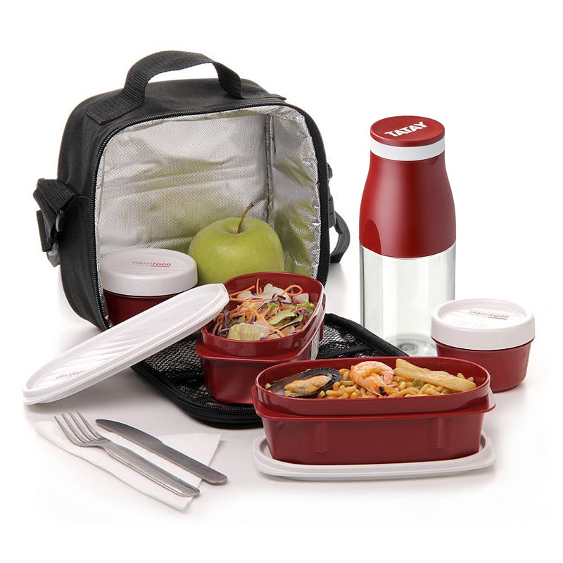 TATAY Urban Food Casual - Bolsa Térmica Porta Alimentos 3L con Recipientes, Black Edition