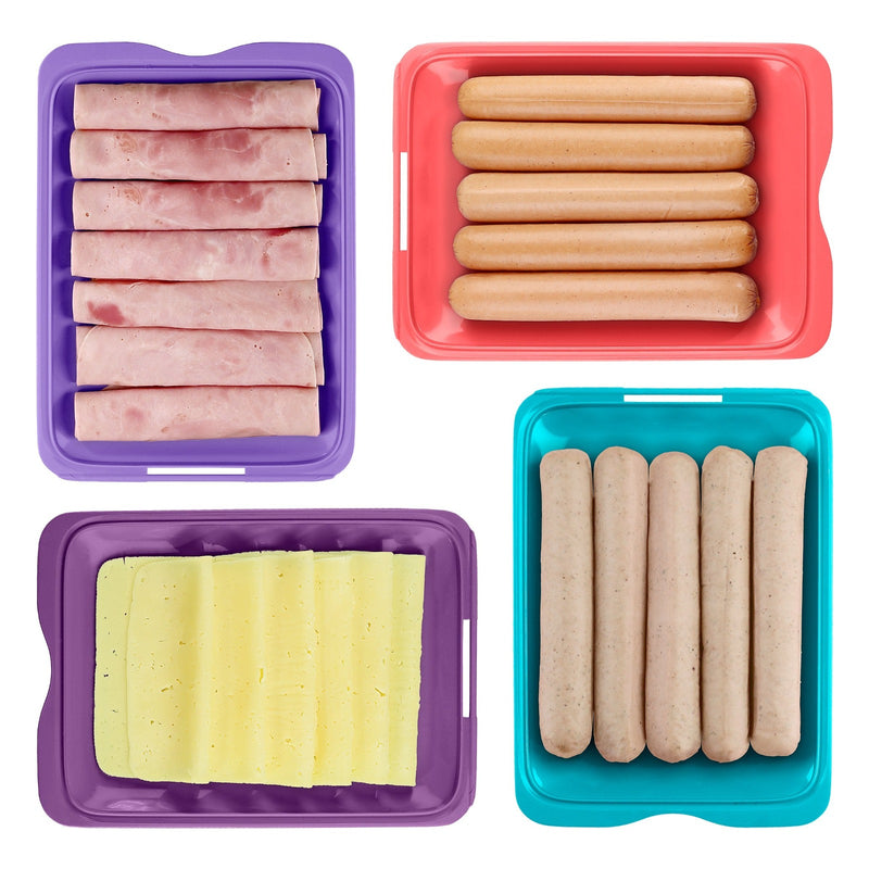 TATAY - Lote de 4 Recipientes Porta Embutidos con Sistema FRESH, Turquesa